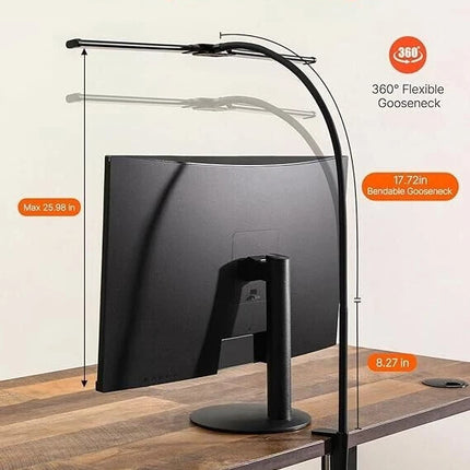 LED Desk Lamp with Clamp Double Dual Head Table Reading Craft Office Home Light