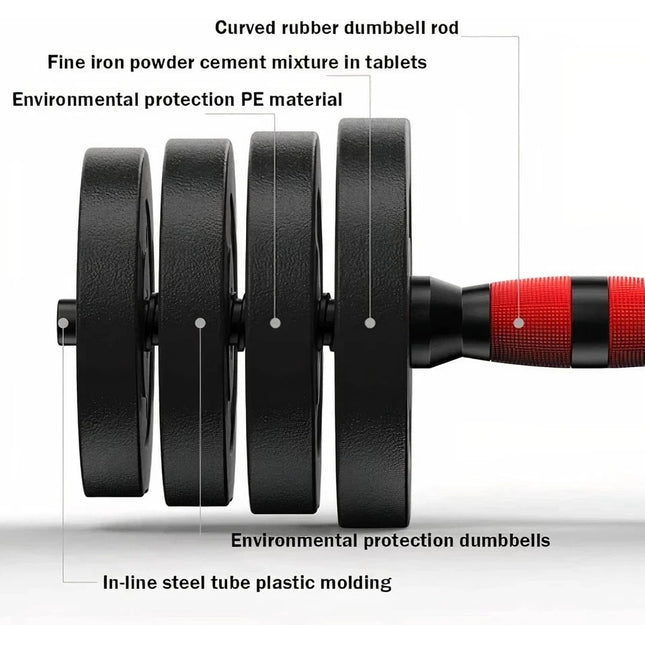 50KG Adjustable Dumbbell Barbell Set with Push Up Bar & Connecting Rod Home Gym