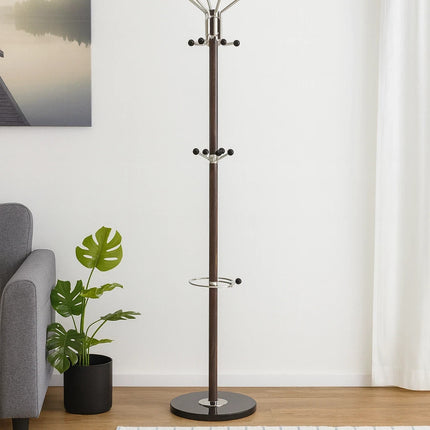 Freestanding Coat Rack Marble Base Stand Jacket Clothes Umbrella Garment Hanger