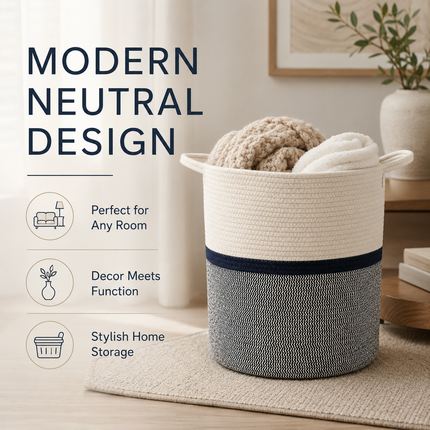 Cotton Rope Basket Toy Storage Laundry Hamper Medium Cloth Organizer