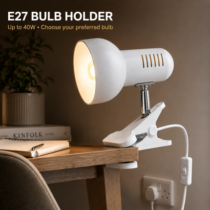 Clip On LED Study Lamp E27 For Bed Headboard Desk Shelf Adjustable Reading Light
