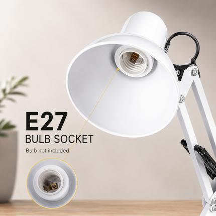Adjustable Architect Desk Lamp E27 with Base & Clamp Metal Swing Arm Study Light