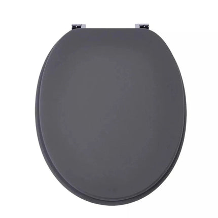 18'' Universal Wooden Toilet Seat Easy Fit Bathroom WC Seat with Fittings