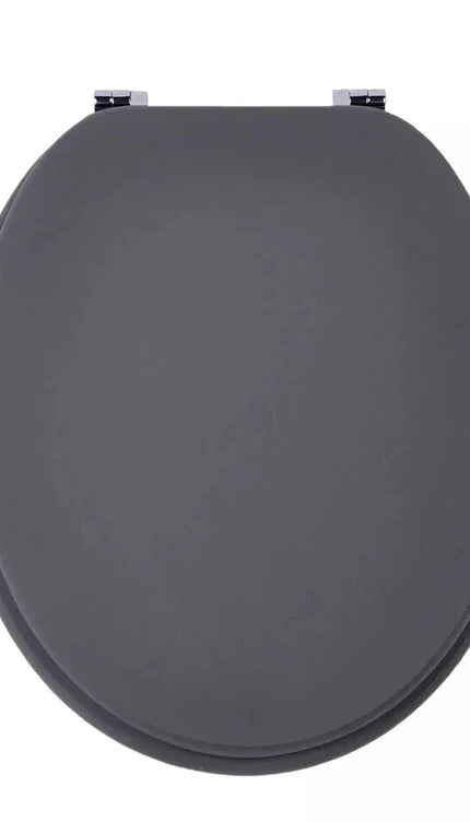 18'' Universal Wooden Toilet Seat Easy Fit Bathroom WC Seat with Fittings