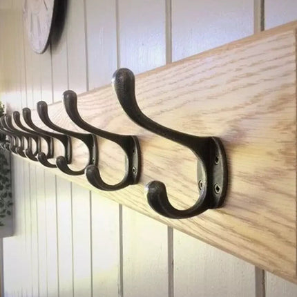 Wall Mounted Coat & Hat Rack with 6 Wooden Hooks Modern Door Hook Hanger Stand