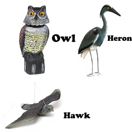 Hawk Owl Heron Decoy Bird Pest Control Cat Repeller Pond Garden Scare Ornament