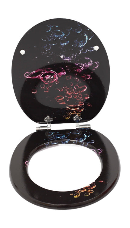 MDF Toilet Seat with Zinc Alloy Hinges – Assorted Colours & Designs