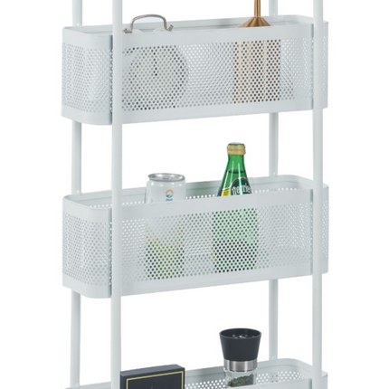 4 Tier Slim Rolling Utility Cart White Plastic Storage Organizer With Wheels