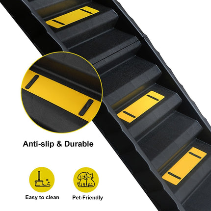 Portable Dog Ramp Folding Non-Slip Pet Ramp Stairs Step Ladder for Car - BLACK