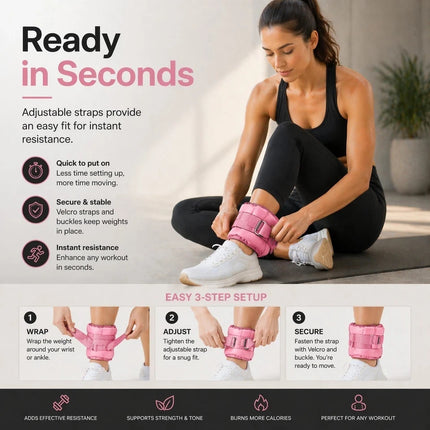 Ankle Wrist Leg Weights Straps 2 PCS Running Yoga Gym Training Exercise Fitness