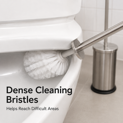 Toilet Brush Holder Set 42.5cm Stainless Steel Bathroom WC Dense Cleaning Brush