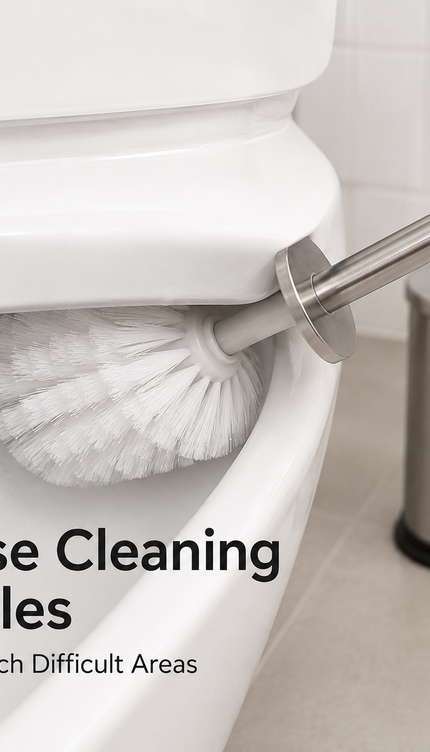 Toilet Brush Holder Set 42.5cm Stainless Steel Bathroom WC Dense Cleaning Brush
