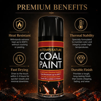 Black Coal Spray Paint 400ML High Temp Heat Resistant Ceramic Stove Gas 2-Pack