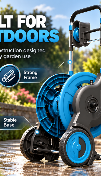Garden Hose Reel Cart Wheels 50M Capacity Heavy Duty Garden Hose Holder Trolley