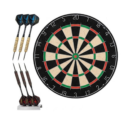 18" Bristle Dartboard Set With 6 x 18g Darts Round Wire Spider Jute Dart Board