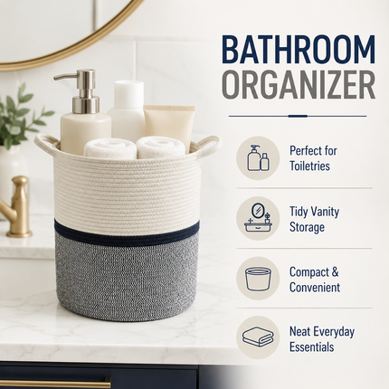 Cotton Rope Basket Toy Storage Laundry Hamper Medium Cloth Organizer