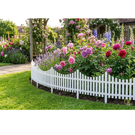 Garden Edging Fence 10PCS Wood Effect Lawn Border