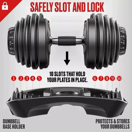 2X 24kg Quick Dial Dumbbells 15in1 Adjustable Smart Exercise Gym Fitness Weights