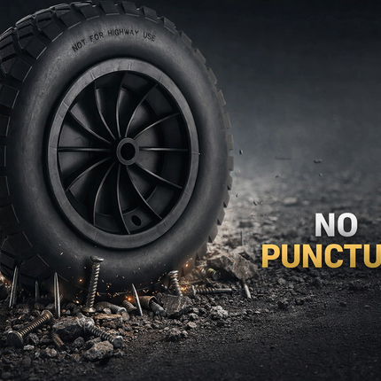 PU Wheelbarrow Wheel 14 inch 3.50-8 Puncture Proof Solid Heavy Duty Tyre Black