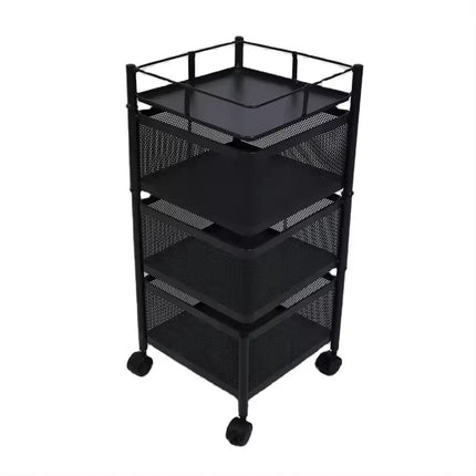 Storage Rack 4 Tier Rotating Kitchen Trolley Cart Vegetable Shelf Stand