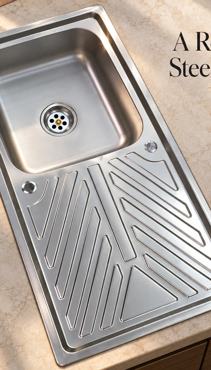 Stainless Steel Single Bowl Kitchen Sink with Draining Board