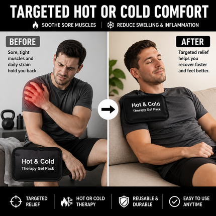 Hot Cold Gel Pack Reusable Heat Ice Therapy Migraine Sports Injury Pain Relief