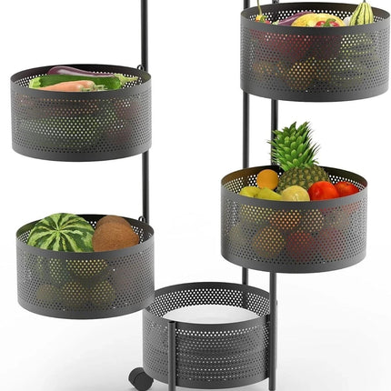Rotating Storage Rack Trolley Cart Kitchen Bathroom Organizer Vegetable Shelf