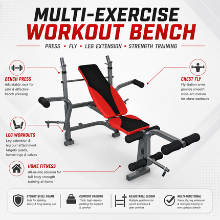 Multi Functional Weight Bench Press Gym Adjustable Exercise Workout Bench Press