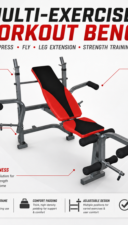 Multi Functional Weight Bench Press Gym Adjustable Exercise Workout Bench Press