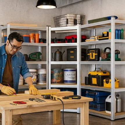 Galvanised Steel Garage Shelving Rack – 2 Pack – Silver