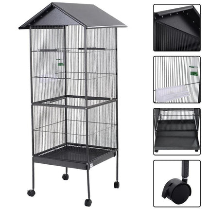 Large Bird Cage With Stand Metal Parrots Macaw Cockatiel Budgie Canary Enclosure