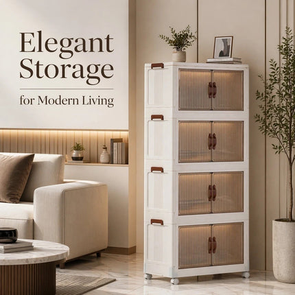 4 Tier Drawer Storage Cabinet Plastic Multi Purpose Home & Office Organiser Unit