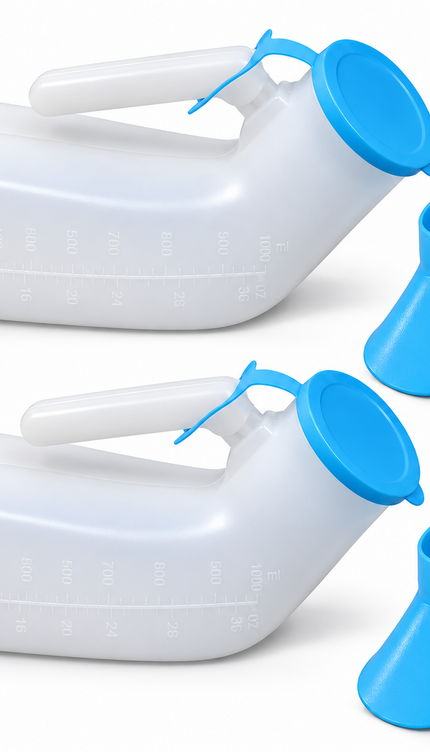 Unisex Urinal Bottle 1L Men & Women Spill-Proof Funnel Portable Bedside Travel