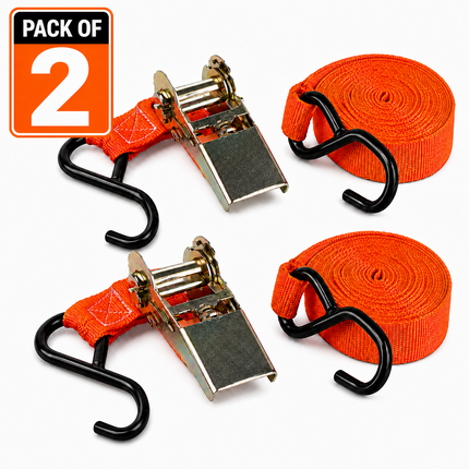 2x Ratchet Tie Down Straps 4.5m Heavy Duty Cargo Lashing Belt