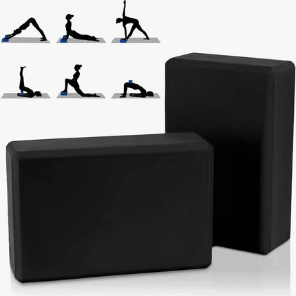 Yoga Gym Blocks 2pcs Black Comfortable Non-Slip Workout Fitness Bricks Pilates