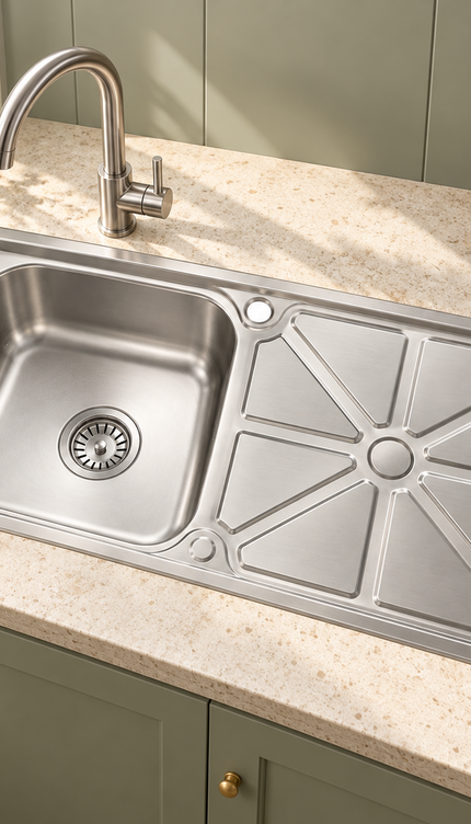 Stainless Steel Kitchen Sink with Drainer – 80 × 50 cm