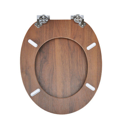 18'' Universal Wooden Toilet Seat Easy Fit Bathroom WC Seat with Fittings