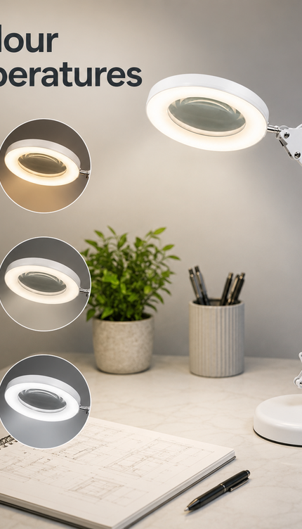 3X Magnifying LED Desk Lamp with Adjustable Arm & Dimming
