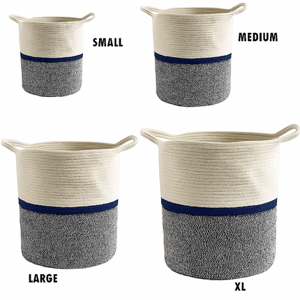 Laundry Basket Cotton Rope Large Cloth Washing Organizer Toy Storage Hamper