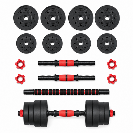 Adjustable Dumbbell Set 20KG  Barbell Kettlebell Home Gym Workout Kit 6-in-1