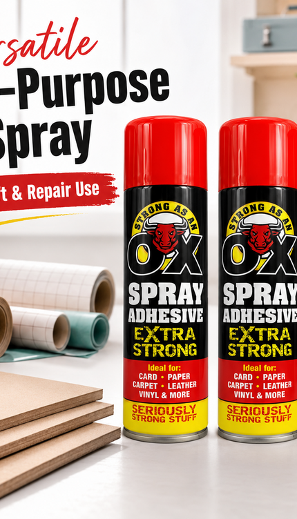 2x Adhesive Glue Spray 500ml H Duty Multipurpose Aerosol Carpet Tile Fabric Foam