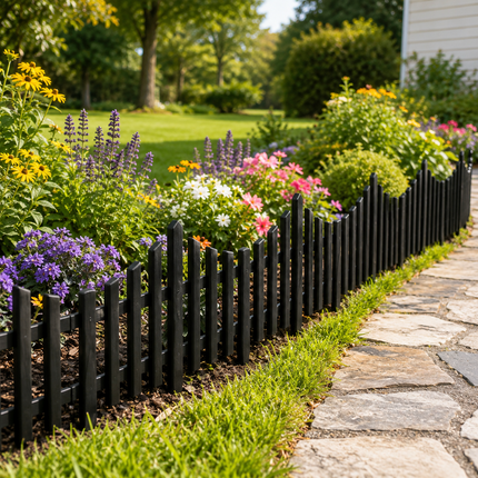 Lawn Border Edge Fence 10 Pack Wood Effect Edging