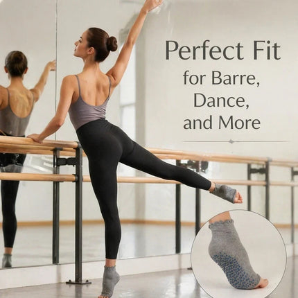 Open Toe Yoga Socks Light Grey Balance Comfort & Non Slip Grip Exercise Socks