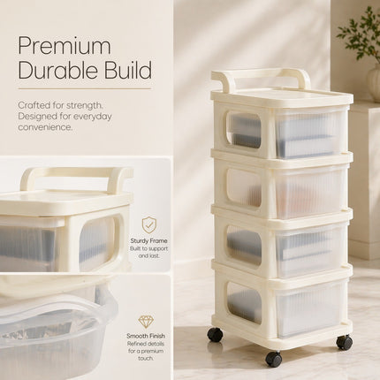 4/5 Tier Plastic Storage Trolley Drawers on Wheels Office Desk Home Organiser