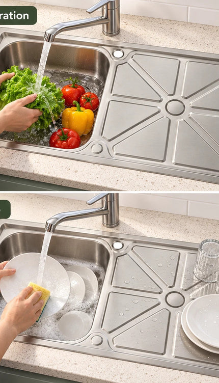 Stainless Steel Single Bowl Kitchen Sink with Draining Board