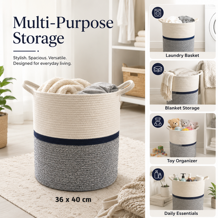 Basket Cotton Rope XL Laundry Clothes Toy Storage Washing Organizer Hamper