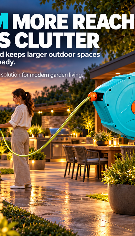Retractable Garden Hose Reel Wall Mounted Auto Rewind 15M/20M with Spray Nozzle
