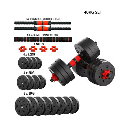 Adjustable Dumbbell & Barbell Set with Push Bar and Connecting Rod for Home Gym