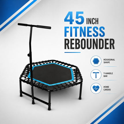 Fitness Trampoline With Adjustable T Shaped Handle Bar Exercise Rebounder 45inch