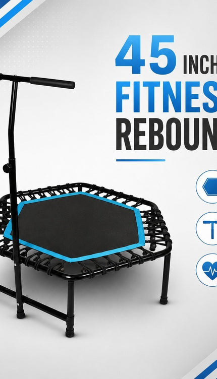 Fitness Trampoline With Adjustable T Shaped Handle Bar Exercise Rebounder 45inch